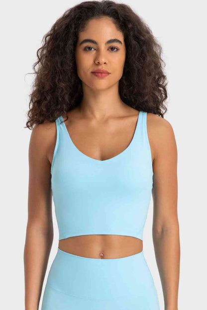Millennia Deep V-Neck Crop Sports Bra - FitFemme.Shop