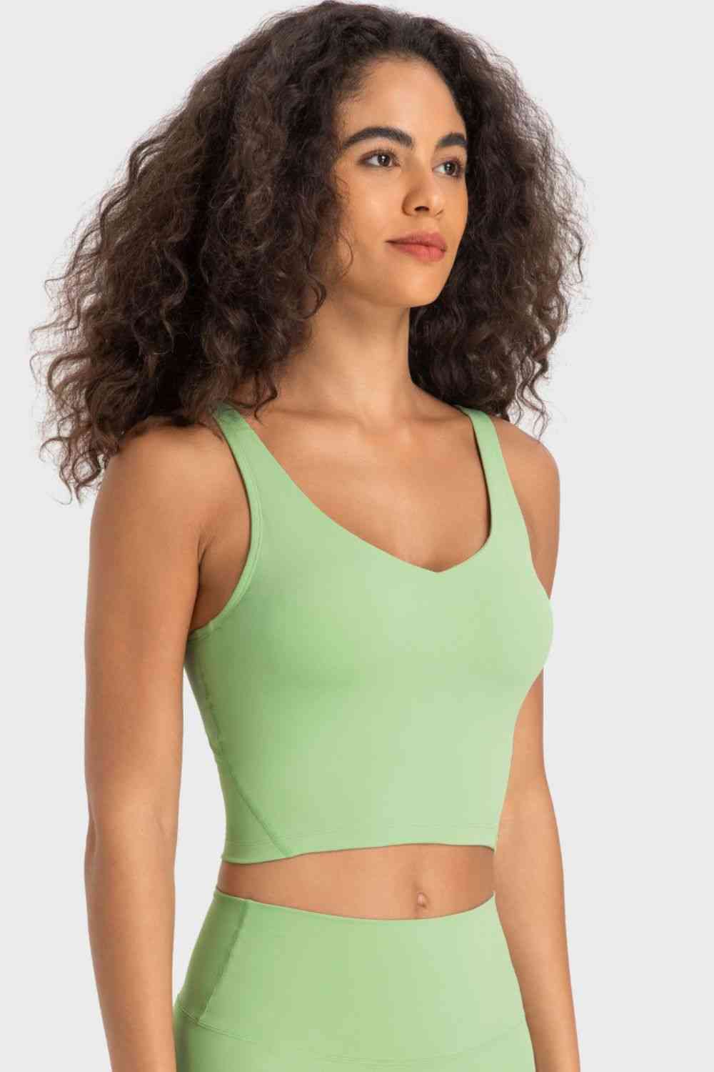 Millennia Deep V-Neck Crop Sports Bra - FitFemme.Shop