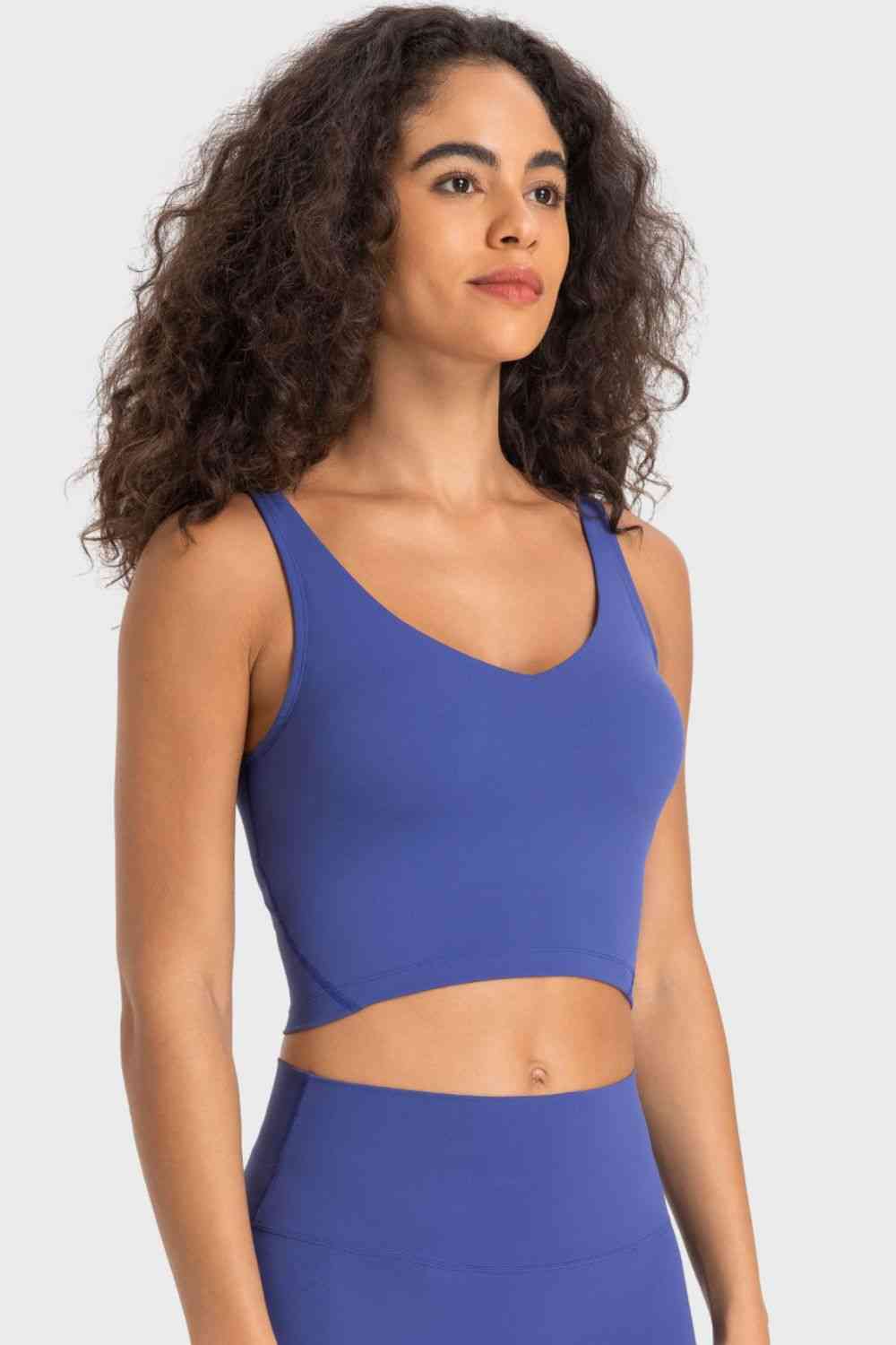 Millennia Deep V-Neck Crop Sports Bra - FitFemme.Shop
