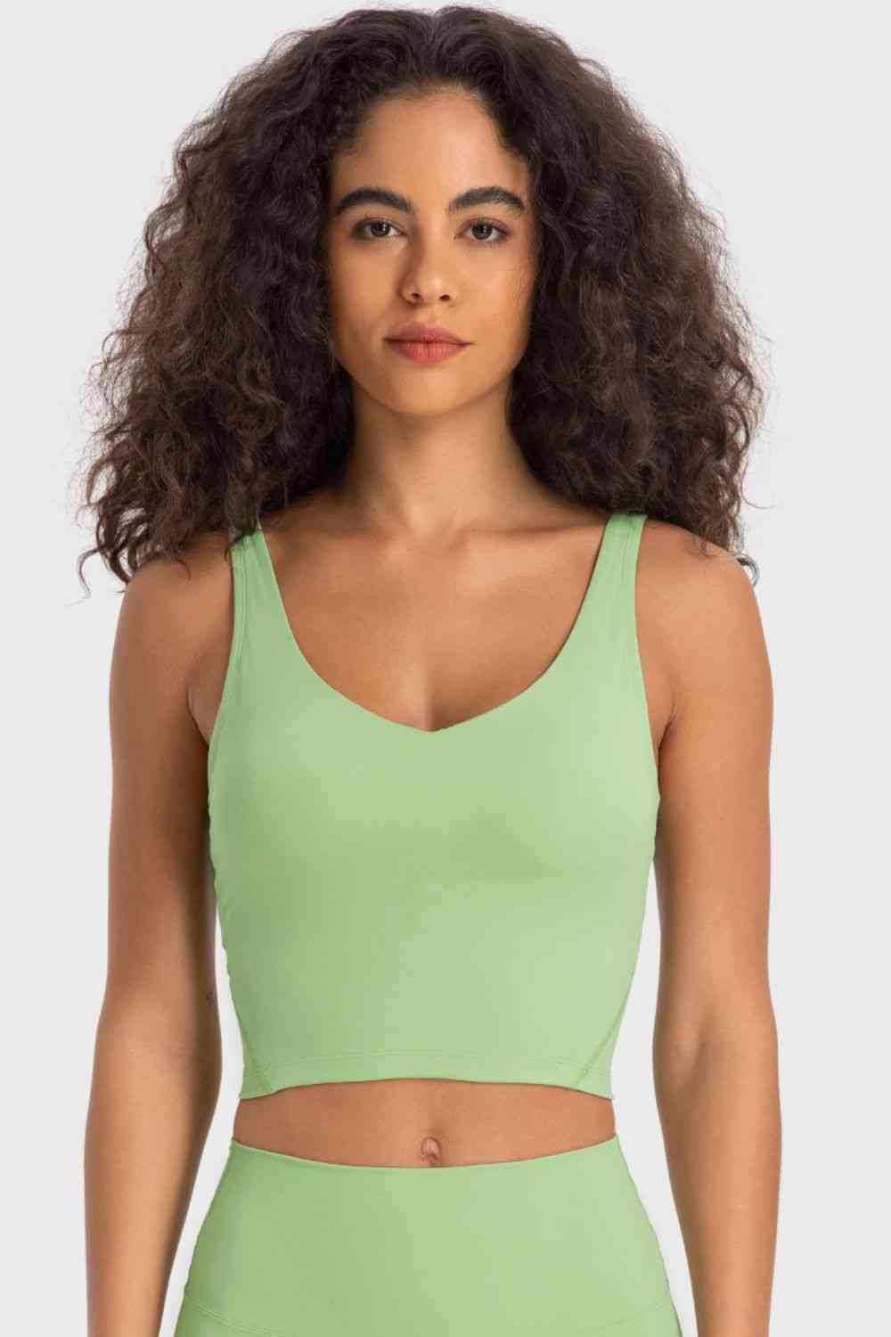 Millennia Deep V-Neck Crop Sports Bra - FitFemme.Shop