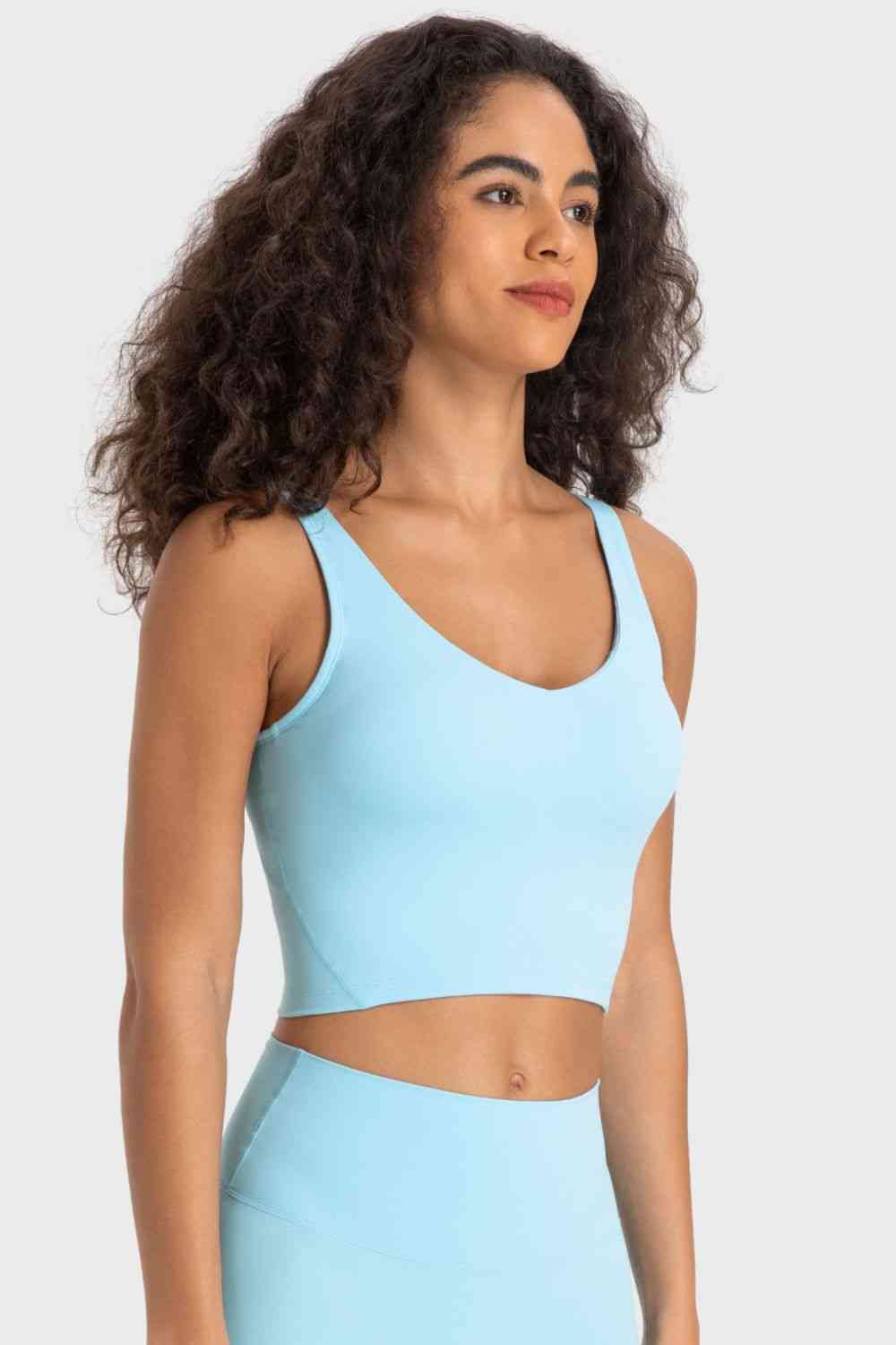 Millennia Deep V-Neck Crop Sports Bra - FitFemme.Shop