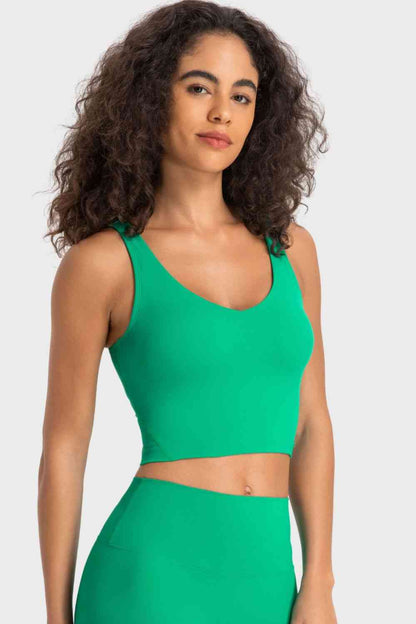 Millennia Deep V-Neck Crop Sports Bra - FitFemme.Shop