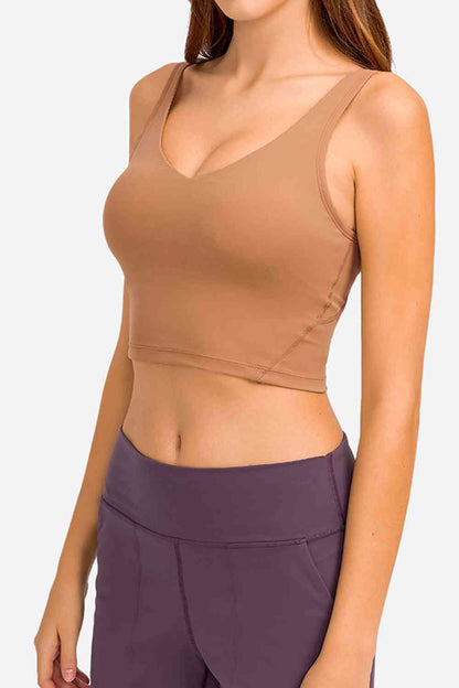 Millennia Deep V-Neck Crop Sports Bra - FitFemme.Shop