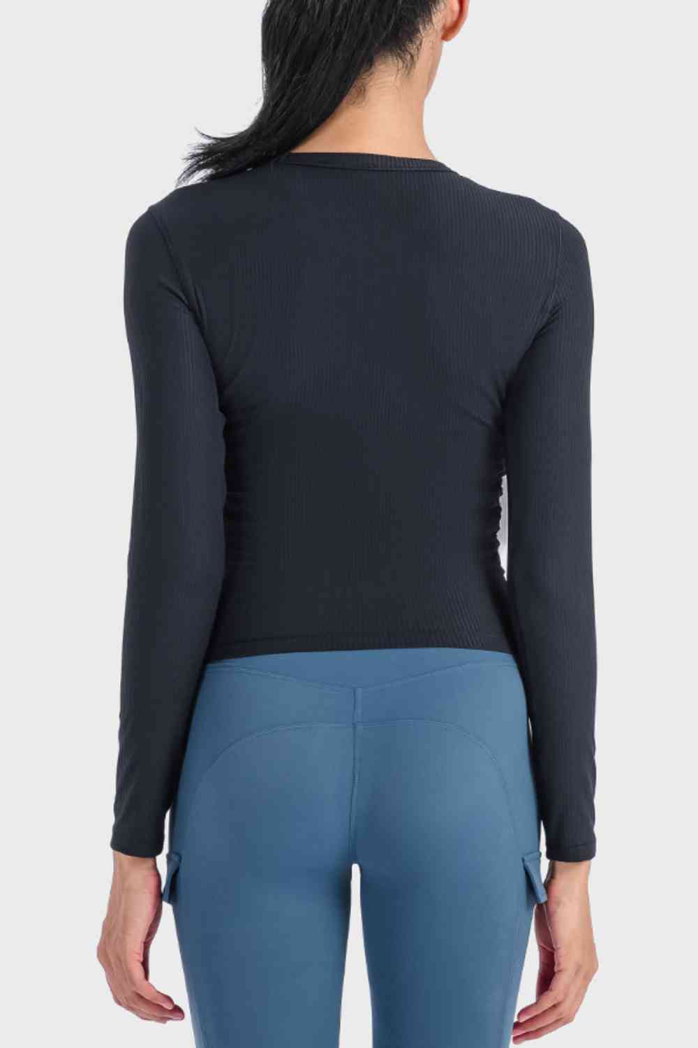 Millennia Round Neck Long Sleeve Sports Top - FitFemme.Shop