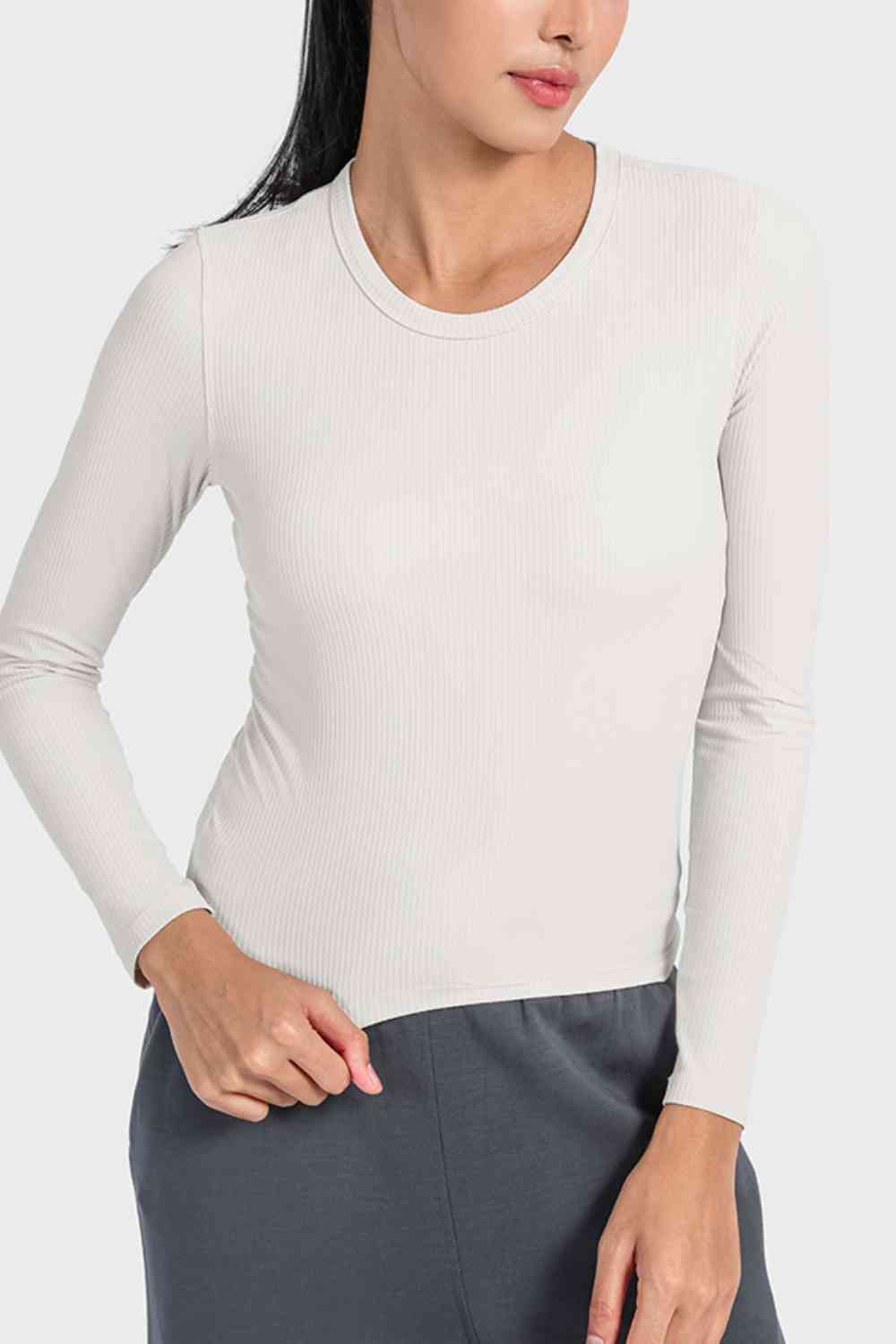 Millennia Round Neck Long Sleeve Sports Top - FitFemme.Shop