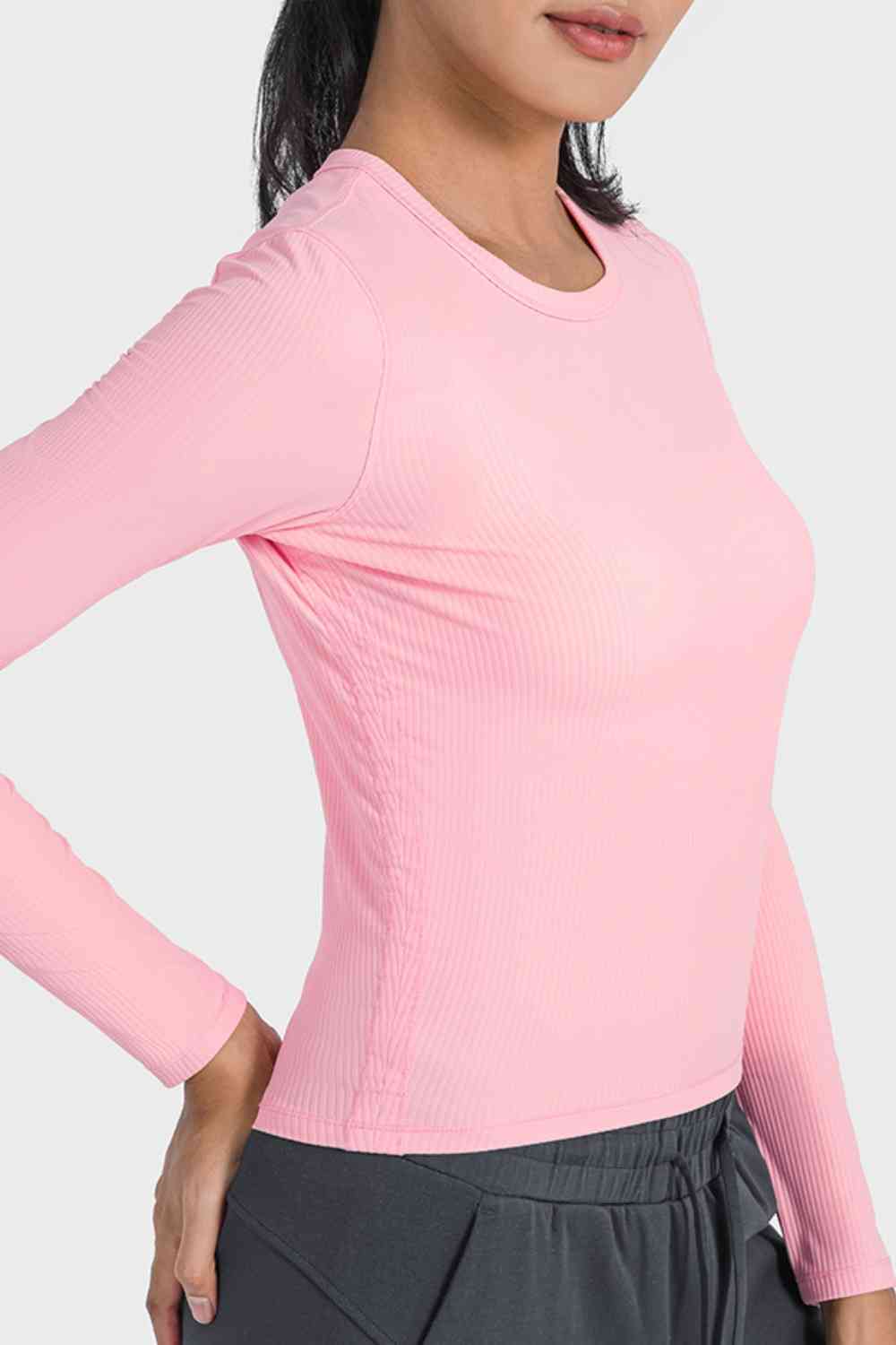 Millennia Round Neck Long Sleeve Sports Top - FitFemme.Shop