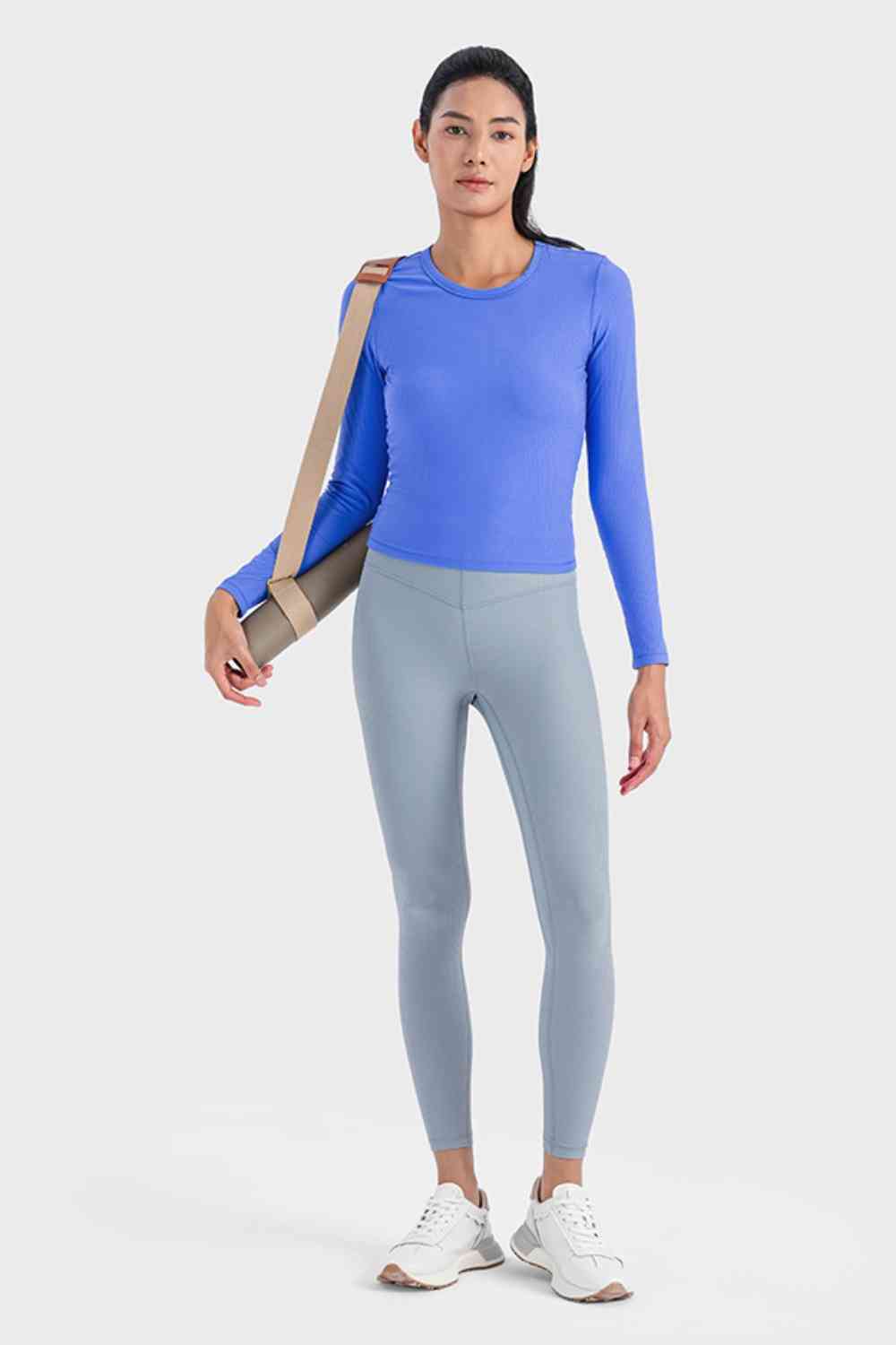 Millennia Round Neck Long Sleeve Sports Top - FitFemme.Shop