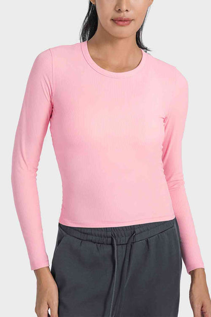 Millennia Round Neck Long Sleeve Sports Top - FitFemme.Shop