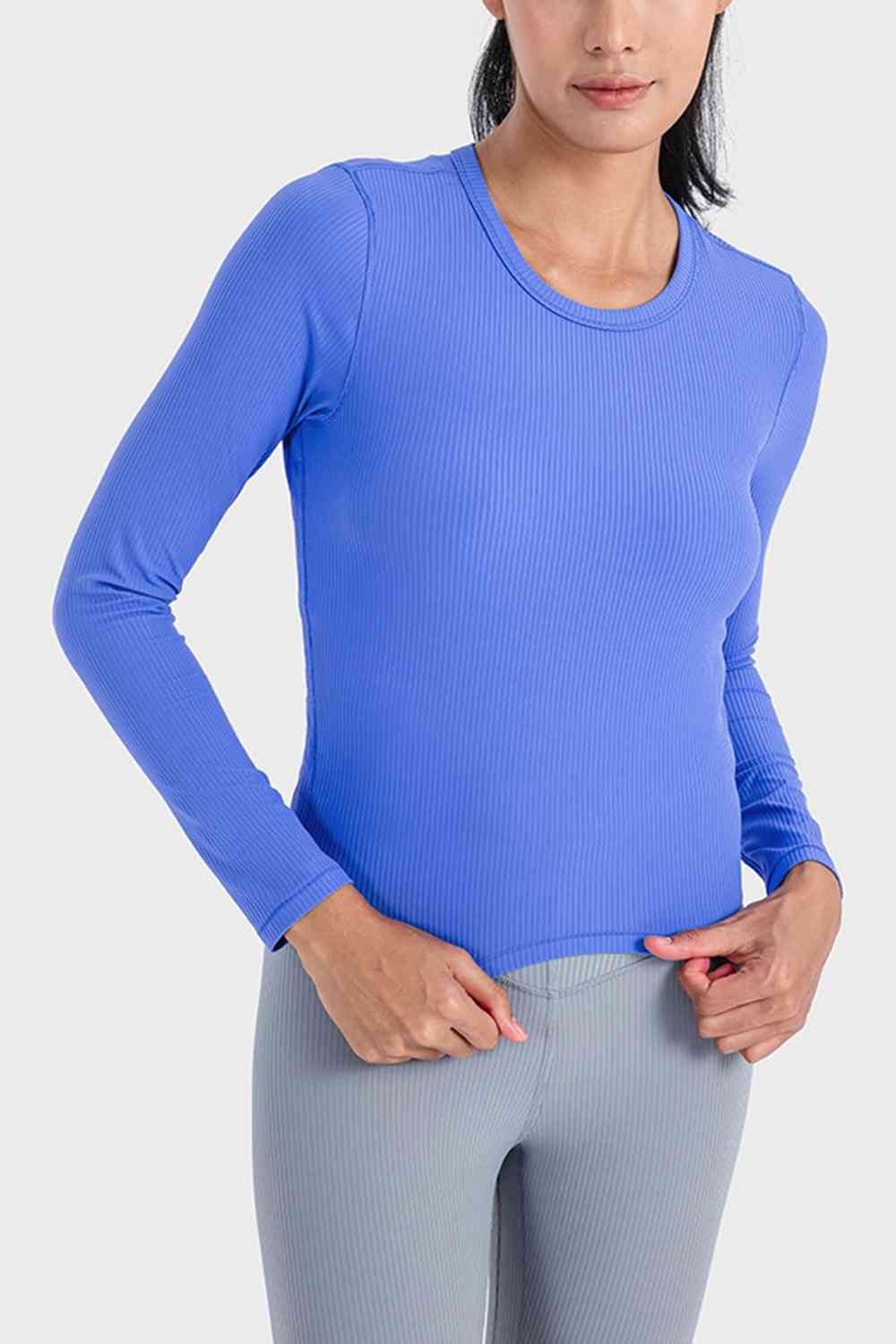 Millennia Round Neck Long Sleeve Sports Top - FitFemme.Shop