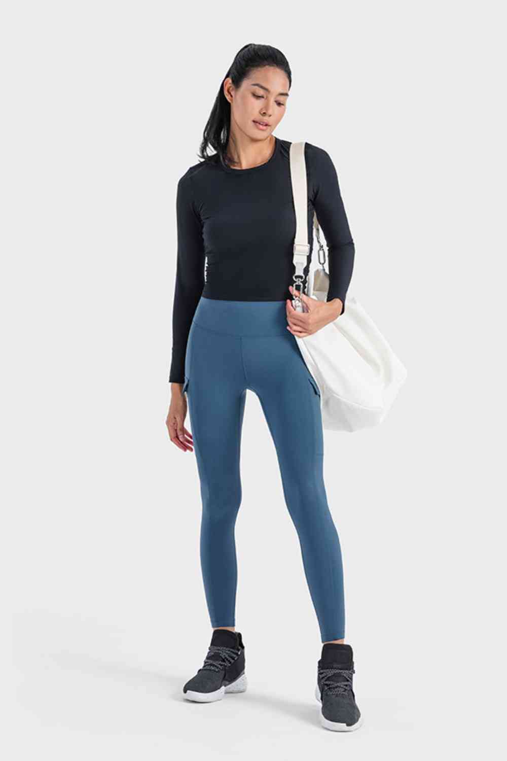 Millennia Round Neck Long Sleeve Sports Top - FitFemme.Shop