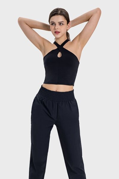 Millennia Crisscross Grecian Neck Active Cami - FitFemme.Shop