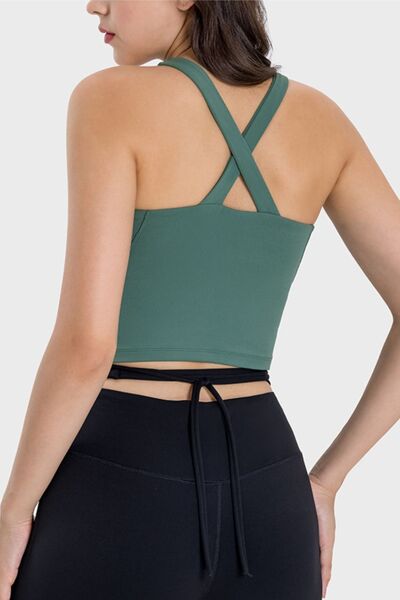Millennia Crisscross Grecian Neck Active Cami - FitFemme.Shop