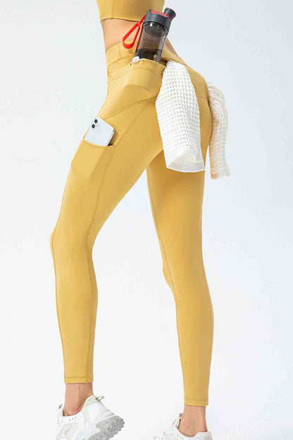 Full Size Slim Fit High Waist Long Sports Pants with Pockets - FitFemme.Shop
