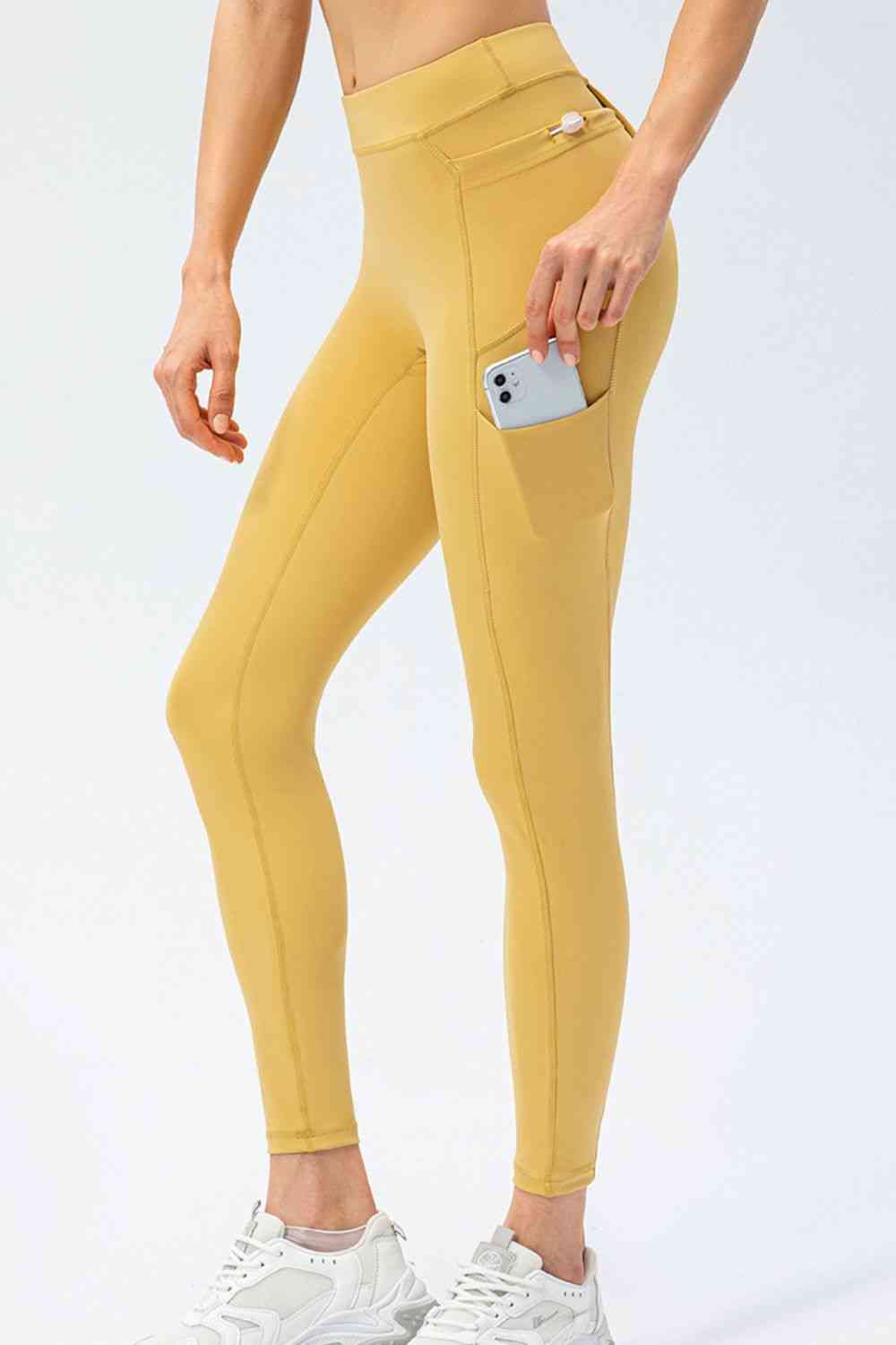 Full Size Slim Fit High Waist Long Sports Pants with Pockets - FitFemme.Shop