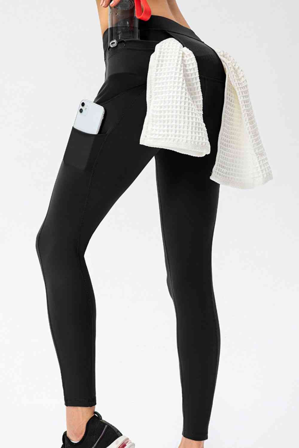 Full Size Slim Fit High Waist Long Sports Pants with Pockets - FitFemme.Shop