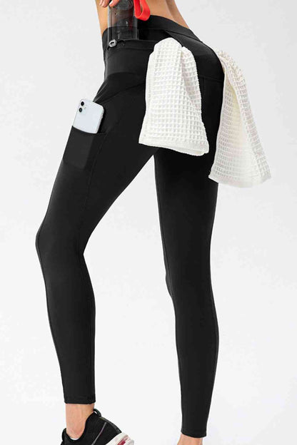 Full Size Slim Fit High Waist Long Sports Pants with Pockets - FitFemme.Shop