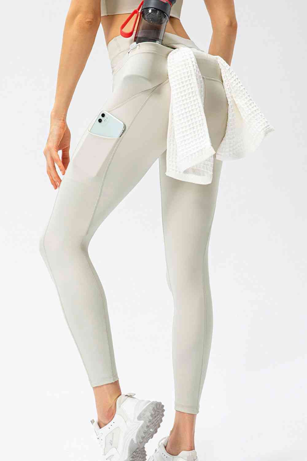 Full Size Slim Fit High Waist Long Sports Pants with Pockets - FitFemme.Shop