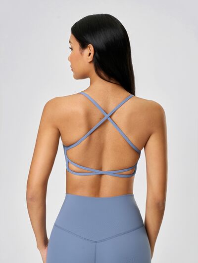 Millennia Crisscross Back Scoop Neck Active Cami with Detachable Chest Pads - FitFemme.Shop
