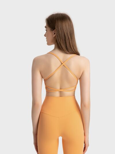 Millennia Crisscross Back Scoop Neck Active Cami with Detachable Chest Pads - FitFemme.Shop