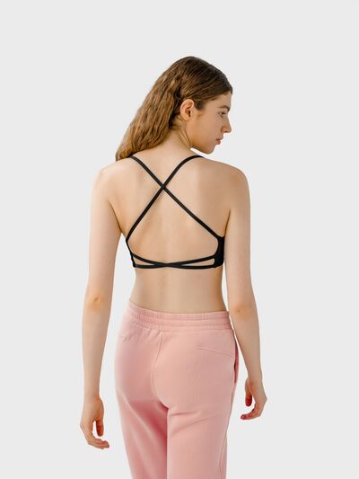 Millennia Crisscross Back Scoop Neck Active Cami with Detachable Chest Pads - FitFemme.Shop