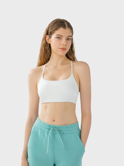 Millennia Crisscross Back Scoop Neck Active Cami with Detachable Chest Pads - FitFemme.Shop