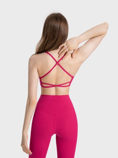 Millennia Crisscross Back Scoop Neck Active Cami with Detachable Chest Pads - FitFemme.Shop