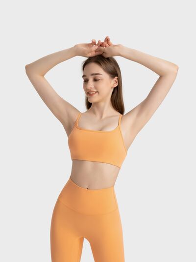 Millennia Crisscross Back Scoop Neck Active Cami with Detachable Chest Pads - FitFemme.Shop