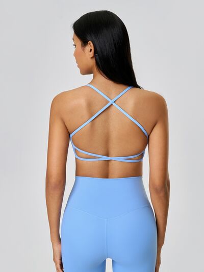 Millennia Crisscross Back Scoop Neck Active Cami with Detachable Chest Pads - FitFemme.Shop