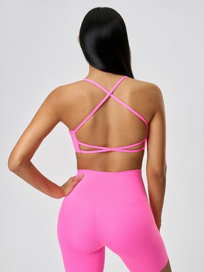 Millennia Crisscross Back Scoop Neck Active Cami with Detachable Chest Pads - FitFemme.Shop