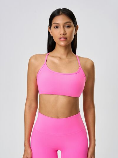 Millennia Crisscross Back Scoop Neck Active Cami with Detachable Chest Pads - FitFemme.Shop