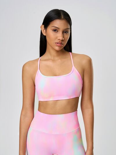 Millennia Crisscross Back Scoop Neck Active Cami with Detachable Chest Pads - FitFemme.Shop