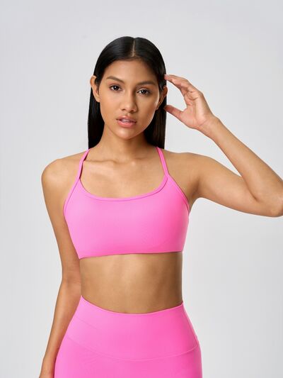 Millennia Crisscross Back Scoop Neck Active Cami with Detachable Chest Pads - FitFemme.Shop