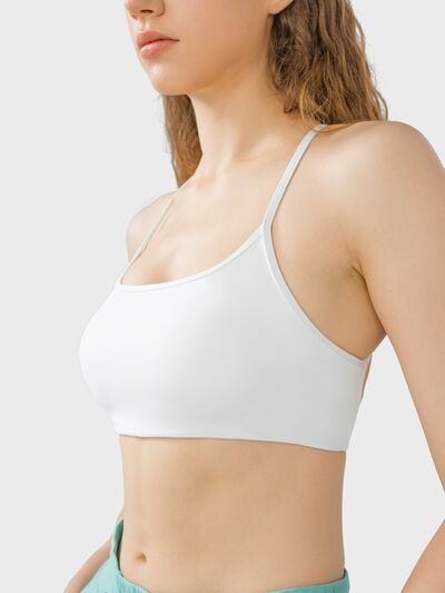 Millennia Crisscross Back Scoop Neck Active Cami with Detachable Chest Pads - FitFemme.Shop