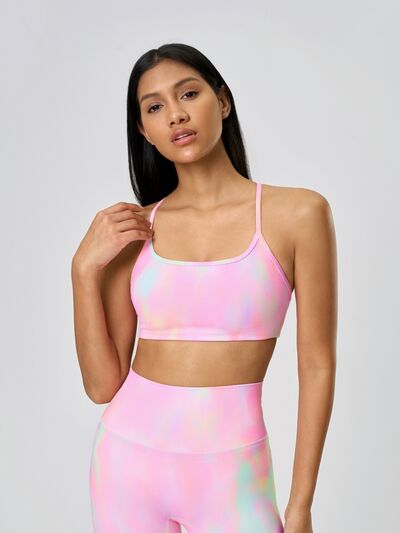 Millennia Crisscross Back Scoop Neck Active Cami with Detachable Chest Pads - FitFemme.Shop