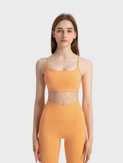 Millennia Crisscross Back Scoop Neck Active Cami with Detachable Chest Pads - FitFemme.Shop