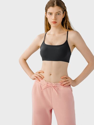 Millennia Crisscross Back Scoop Neck Active Cami with Detachable Chest Pads - FitFemme.Shop