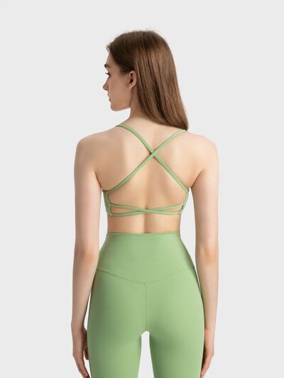 Millennia Crisscross Back Scoop Neck Active Cami with Detachable Chest Pads - FitFemme.Shop