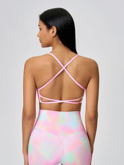 Millennia Crisscross Back Scoop Neck Active Cami with Detachable Chest Pads - FitFemme.Shop