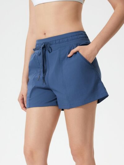Millennia Drawstring Active Shorts with Pockets - FitFemme.Shop