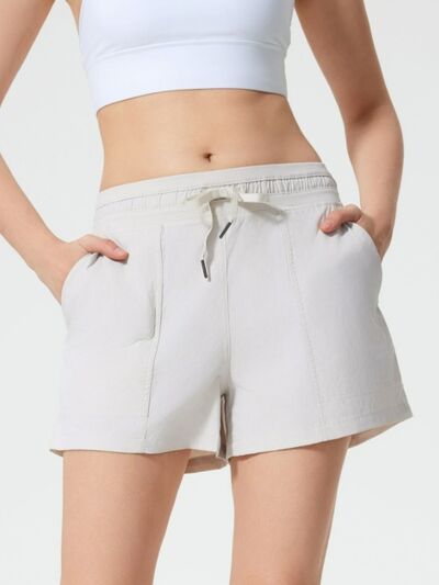 Millennia Drawstring Active Shorts with Pockets - FitFemme.Shop