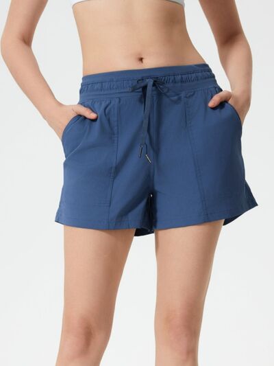 Millennia Drawstring Active Shorts with Pockets - FitFemme.Shop