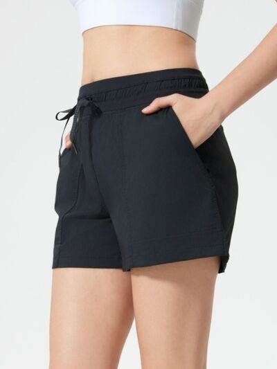 Millennia Drawstring Active Shorts with Pockets - FitFemme.Shop