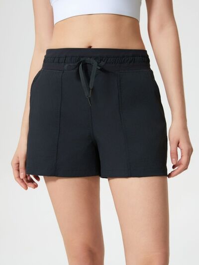 Millennia Drawstring Active Shorts with Pockets - FitFemme.Shop