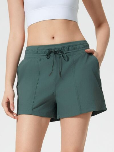 Millennia Drawstring Active Shorts with Pockets - FitFemme.Shop