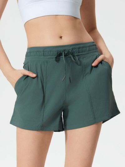 Millennia Drawstring Active Shorts with Pockets - FitFemme.Shop