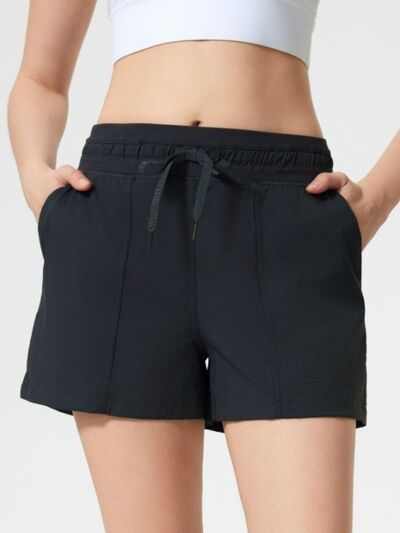 Millennia Drawstring Active Shorts with Pockets - FitFemme.Shop