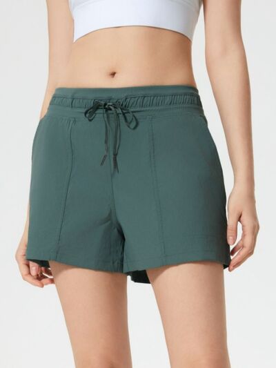 Millennia Drawstring Active Shorts with Pockets - FitFemme.Shop