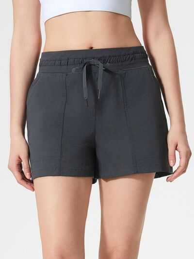 Millennia Drawstring Active Shorts with Pockets - FitFemme.Shop