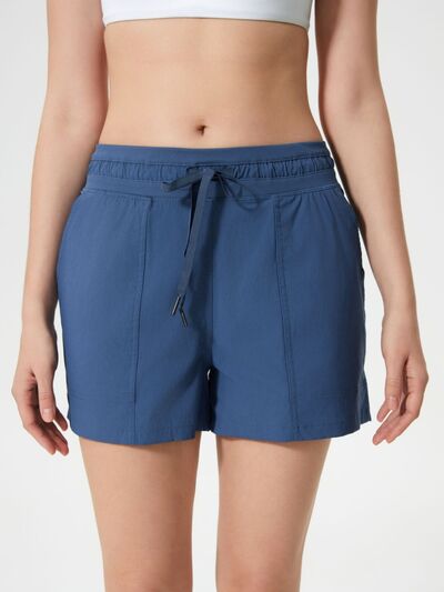 Millennia Drawstring Active Shorts with Pockets - FitFemme.Shop