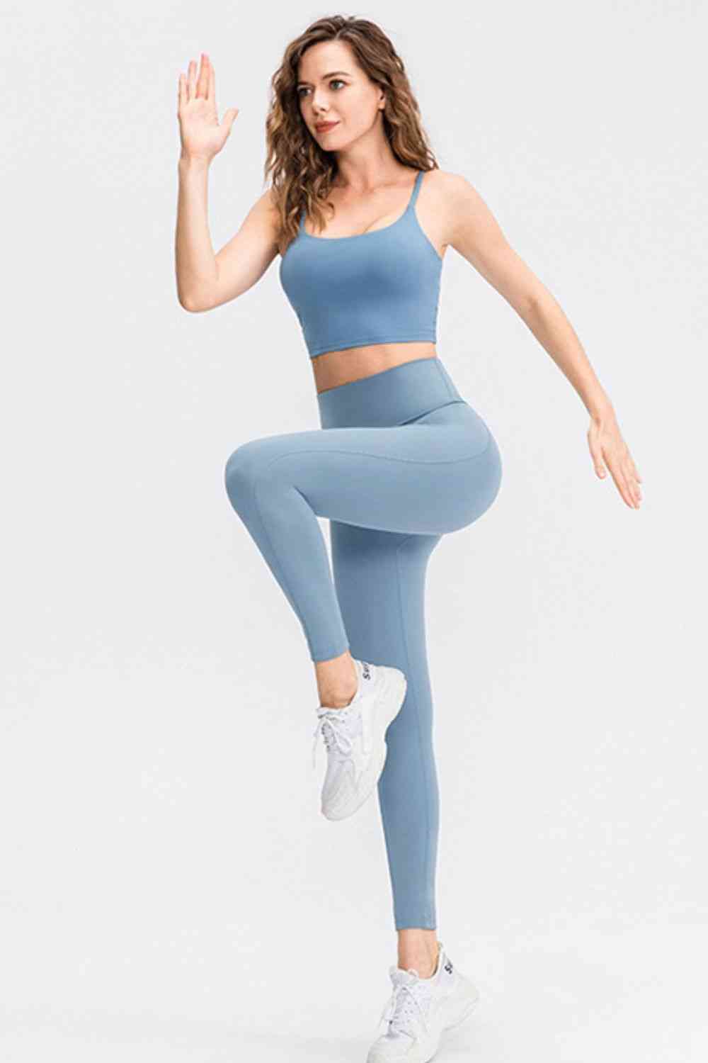 Slim Fit Wide Waistband Long Sports Pants - FitFemme.Shop